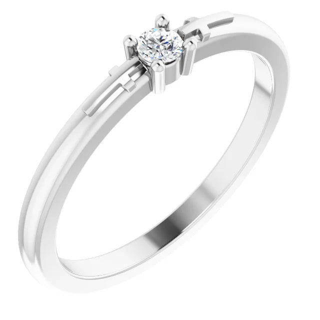 14K White Gold .06 CT Natural Diamond Cross Promise Ring