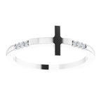 14K White Gold .025 CTW Diamond Stackable Sideways Cross Ring