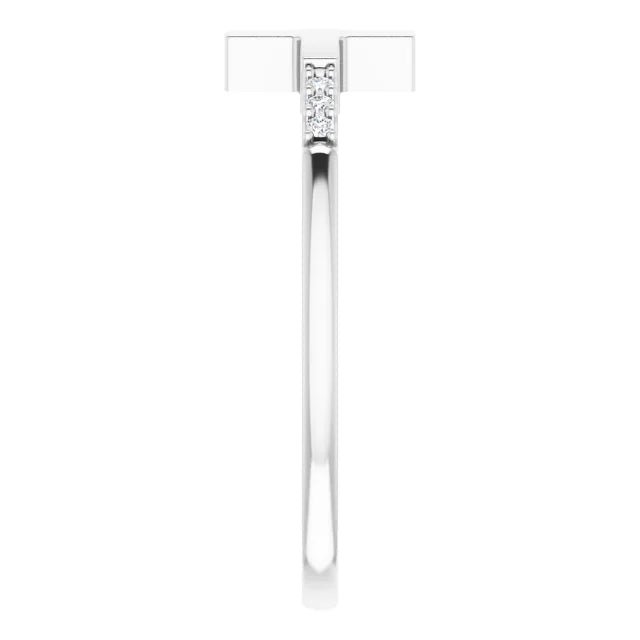 Sterling Silver .025 CTW Diamond Stackable Sideways Cross Ring