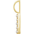 14K Yellow Gold Cultured White Pearl Initial S Charm/Pendant