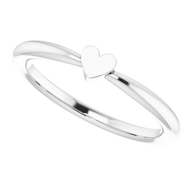 14K White Gold 1-Heart Family Engravable Ring