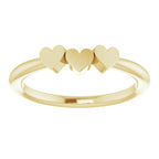 14K Yellow Gold 3-Heart Family Engravable Ring