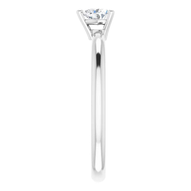 14K White Gold Natural White Sapphire Heart Solitaire Ring