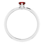 Sterling Silver Natural Mozambique Garnet Heart Solitaire Ring