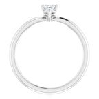 14K White Gold Natural White Sapphire Heart Solitaire Ring