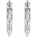 14K White Gold Spike Hoop Earrings