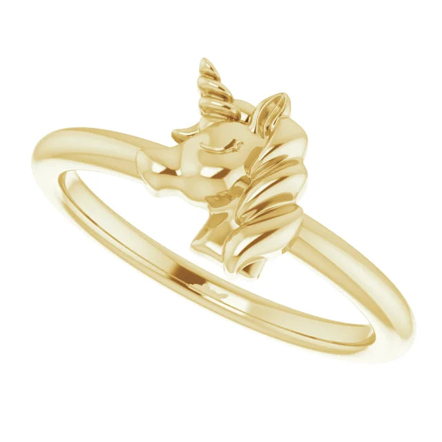 14K Yellow Gold Youth Unicorn Ring