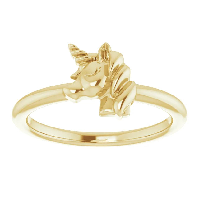 14K Yellow Gold Youth Unicorn Ring