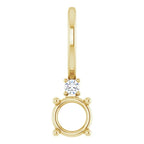 14K Yellow Gold Round .015 CT Natural Diamond Semi-Set Charm/Pendant