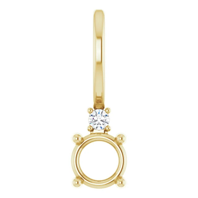 14K Yellow Gold Round .015 CT Natural Diamond Semi-Set Charm/Pendant