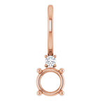 14K Rose Gold Round .015 CT Natural Diamond Semi-Set Charm/Pendant