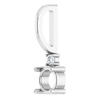 14K White Gold Round .015 CT Natural Diamond Semi-Set Charm/Pendant