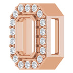14K Rose Gold Emerald .08 CTW Natural Diamond Semi-Set Halo-Style Pendant