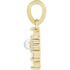 14K Yellow Gold Cultured White Seed Pearl & .07 CTW Natural Diamond Cross Pendant