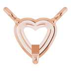 14K Rose Gold Heart 3-Prong Solitaire Necklace Center