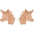 14K Rose Gold Youth Unicorn Earrings