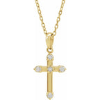 14K Yellow Gold .07 CTW Natural Diamond Cross 16-18" Necklace