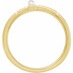 14K Yellow Gold Cultured Akoya Pearl Sideways Cross Ring