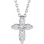14K White Gold 1/4 CTW Lab-Grown Diamond Cross 18" Necklace