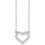 14K White Gold 1/5 CTW Lab-Grown Diamond Heart 16-18" Necklace