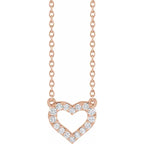 14K Rose Gold 1/5 CTW Lab-Grown Diamond Heart 16-18" Necklace