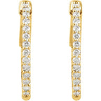14K Yellow Gold 1 CTW Natural Diamond Inside-Outside Hinged Hoop Earrings