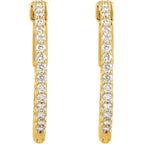 14K Yellow Gold 3/4 CTW Natural Diamond Inside-Outside Hinged Hoop Earrings