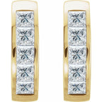 14K Yellow Gold 9/10 CTW Natural Diamond Hoop Earrings