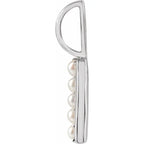 14K White Gold Cultured White Pearl Initial A Charm/Pendant