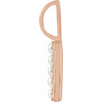 14K Rose Gold Cultured White Pearl Initial A Charm/Pendant