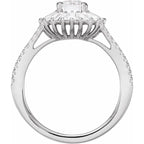 14K White Gold 7x5 mm Emerald 1 CTW Natural Diamond Semi-Set Engagement Ring