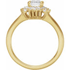 14K Yellow Gold 7x5 mm Emerald 3/8 CTW Diamond Semi-Set Halo-Style Engagement Ring