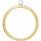 14K Yellow Gold Cultured White Seed Pearl & .015 CT Natural Diamond Ring