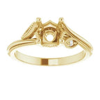 14K Yellow Gold Round .03 CTW Natural Diamond Semi-Set Nature Inspired Engagement Ring