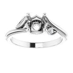 14K White Gold Round .03 CTW Natural Diamond Semi-Set Nature Inspired Engagement Ring