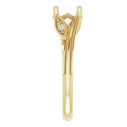 14K Yellow Gold Round .03 CTW Natural Diamond Semi-Set Nature Inspired Engagement Ring