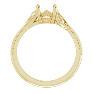 14K Yellow Gold Round .03 CTW Natural Diamond Semi-Set Nature Inspired Engagement Ring