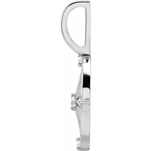 14K White Gold .03 CTW Natural Diamond Compass Charm/Pendant