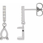 14K White Gold Pear .08 CTW Natural Diamond Semi-Set Dangle Earrings
