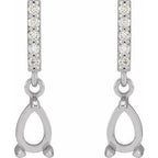 14K White Gold Pear .08 CTW Natural Diamond Semi-Set Dangle Earrings