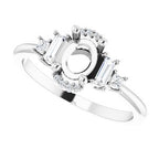 14K White Gold Oval 1/5 CTW Natural Diamond Semi-Set Engagement Ring