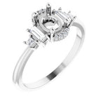 14K White Gold Oval 1/5 CTW Natural Diamond Semi-Set Engagement Ring