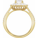 14K Yellow Gold 7x5 mm Emerald 1 CTW Natural Diamond Semi-Set Engagement Ring