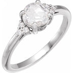 14K White Gold 6.5 mm Round .08 CTW Natural Diamond Semi-Set Engagement Ring
