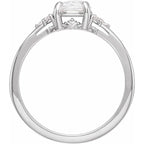 14K White Gold 6.5 mm Round .08 CTW Natural Diamond Semi-Set Engagement Ring