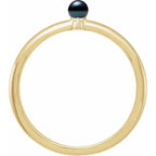 14K Yellow Gold Cultured Black Akoya Pearl & .015 CT Natural Diamond Ring