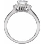 14K White Gold 7x5 mm Emerald 3/8 CTW Diamond Semi-Set Halo-Style Engagement Ring