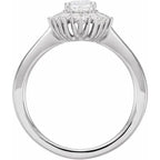 14K White Gold 7x5 mm Oval 5/8 CTW Natural Diamond Semi-Set Halo-Style Engagement Ring