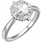 14K White Gold 7x5 mm Oval 5/8 CTW Natural Diamond Semi-Set Halo-Style Engagement Ring