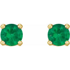 14K Yellow Gold Natural Emerald Earrings